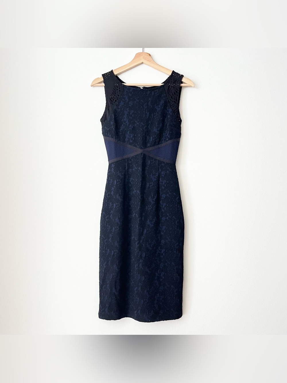 NWT Anthropologie Moulinette Soeurs Pencil Dress Sheath Black Blue Brocade 0